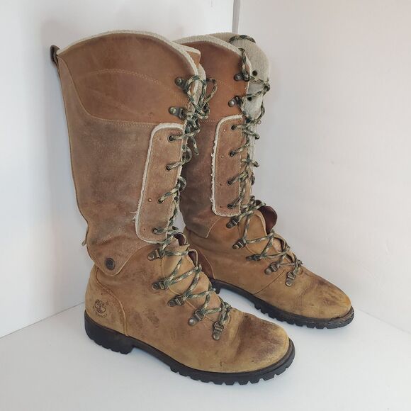 Timberland Knee High Sz 9 Earthkeepers Lace Up Lineman Boot Tall Nubuck Suede - Picture 3 of 13